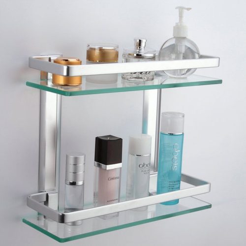The KES 2-Tier Glass Bathroom Shelve- bathroom shelves