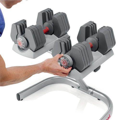 The Universal Selectorized 445 Dumbbell with Stand- adjustable dumbbells