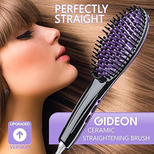 Gideon Heated Hair Brush Straightener – Innovative Hair Straightener / Get Salon Quality Straight Hair in… - Hair Straightener