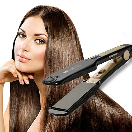 KIPOZI Professional Titanium Hair Straightener Flat Iron with Digital LCD Display ,Dual Voltage,Instant - Hair Straightener
