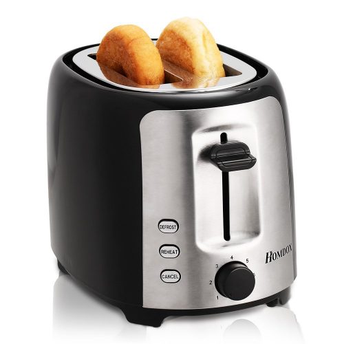 Homdox 2-Slice Wide Slot Toaster Bagel Toaster With Brushed Stainless Steel, Silver - Slice Toaster 
