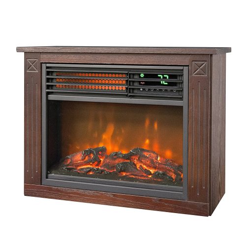 Lifesmart Large Room Infrared Quartz Fireplace in Burnished Oak Finish w/Remote - Infrared Heater
