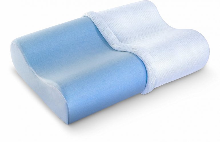 PharMeDoc Contour Memory Foam Pillow – Orthopedic Pillow for Neck Pain Infused with Cooling Gel – Includes Hypoallergenic Pillow Case - 