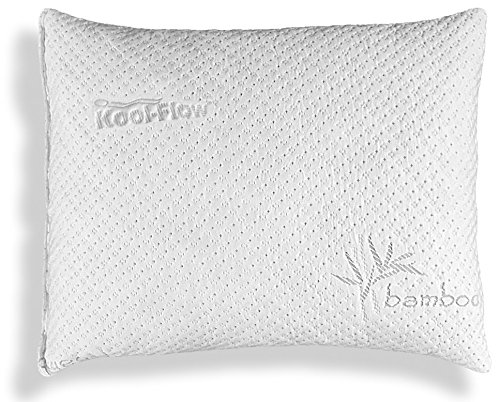 Xtreme Comforts Slim Hypoallergenic Shredded Memory Foam Standard Bamboo Pillow with Cover - 