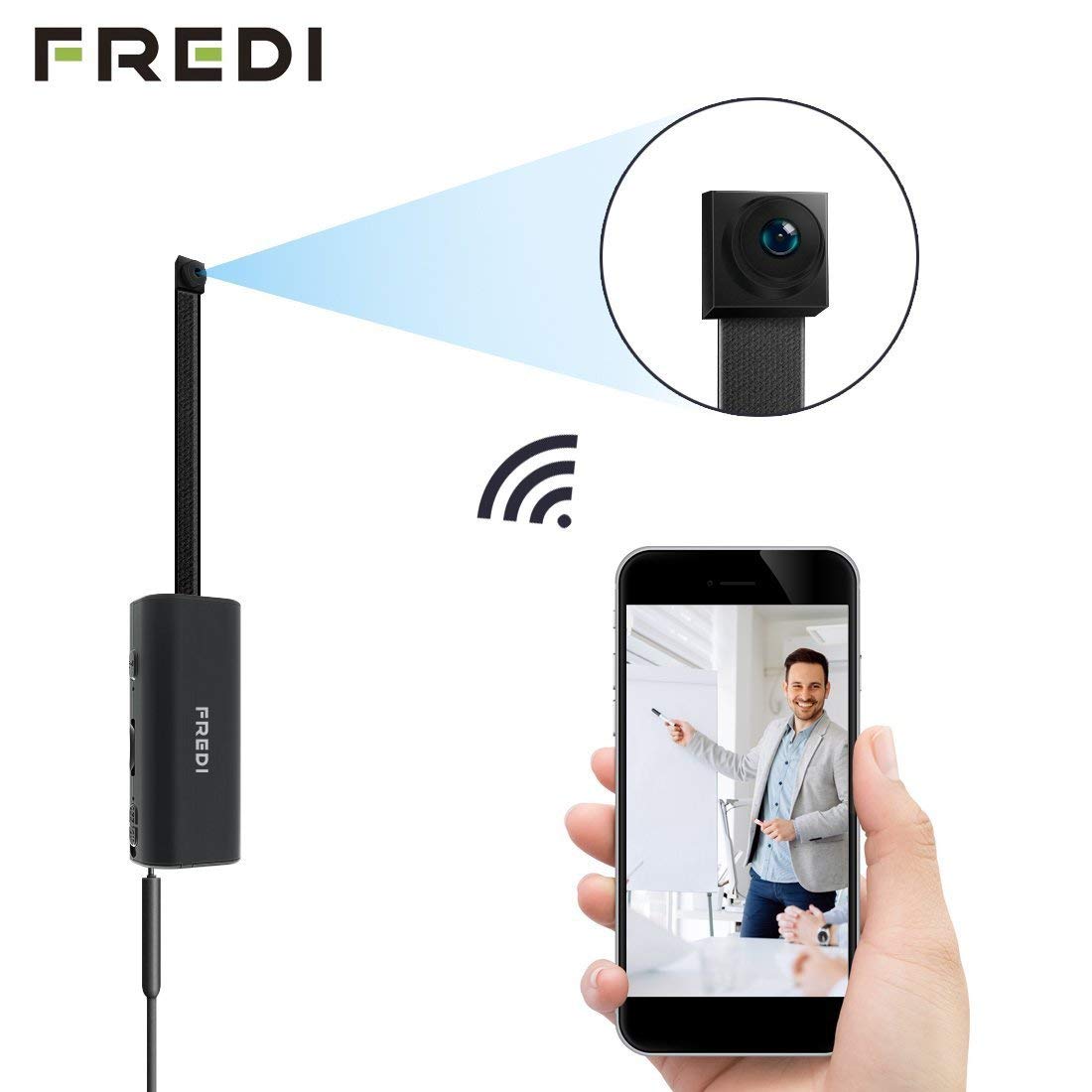 Hidden Camera,FREDI Spy Camera 720P Wireless WiFi IP Cameras Home/Office Security Mini Portable Covert Nanny Cam Works for iPhone iOS/Android mobilephone