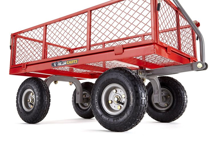  Gorilla Carts Steel Utility Cart with Removable Sides with a Capacity of 800 lb, Red-Garden Carts