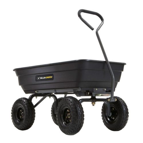 Gorilla Carts Poly Garden Dump Cart with Steel Frame and 10-in. Pneumatic Tires, 600-Pound Capacity, Black