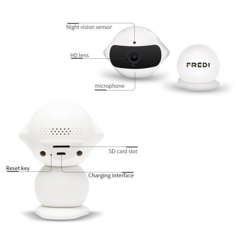 FREDI Mini Robot 960P HD Wireless WiFi IP Camera indoor portable Security Camera Real-time remote-the clothes is random-(White) - Portable Mini IP Cameras