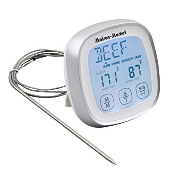 Touchscreen Digital Meat Thermometer with Timer Alert Function for Barbecue and Kitchen Cooking Grill Steak - meat thermometer