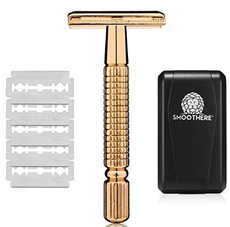 SMOOTHERE' Sampson Series Double Edge Safety Razor Kit for Men. 5 Premium Blades + Gift Box, Travel Case & Mirror. Expertly Weighted For the Best Possible Shave - Double Edge Safety Razors