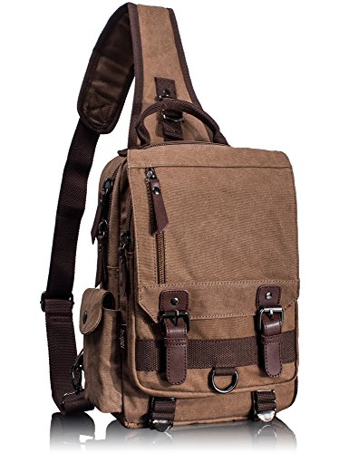 Mygreen Canvas Cross Body Messenger Bag Shoulder Sling Backpack Travel Rucksack - Single Strap Backpack 