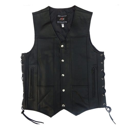 ARD CHAMPS Men's Leather 10 Pockets Motorcycle Biker Vest - Motorcycle Vest for Men 