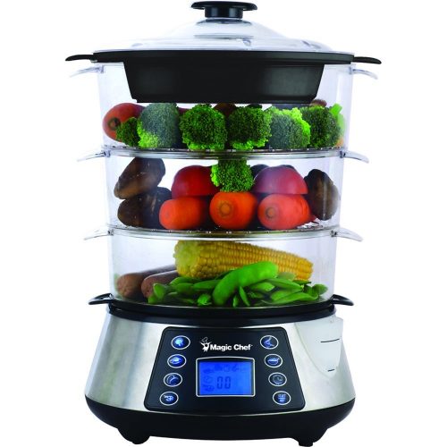 Magic Chef MCSFS12ST 3 Tier Food Steamer, Stainless Steel - Electric Vegetable Steamers 