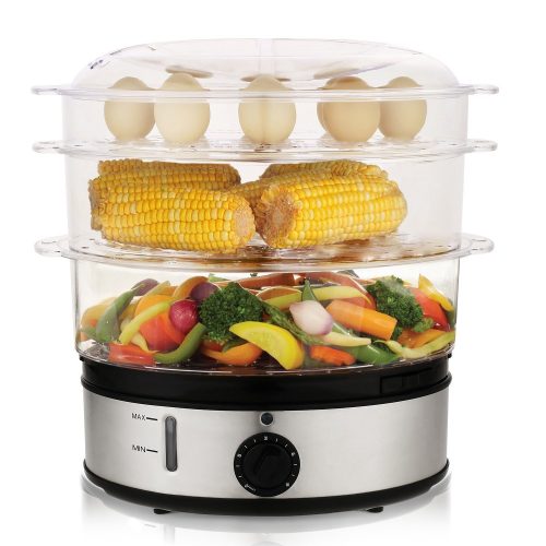 MeyKey MK5159 Healthy Food Steamer with Timer, 9.5 Quart 3-Tier Electric Steamer 800W - Electric Vegetable Steamers 