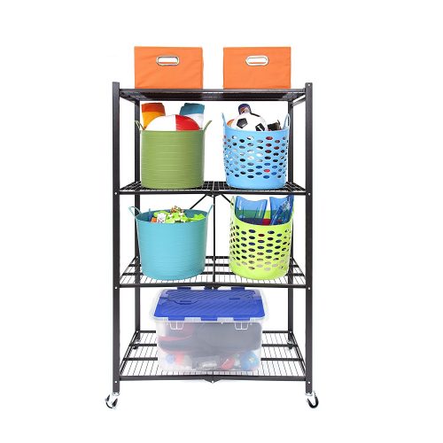 Origami R1407WL2-BLA 4 Tier Steel Collapsible Storage Rack - collapsible storage rack