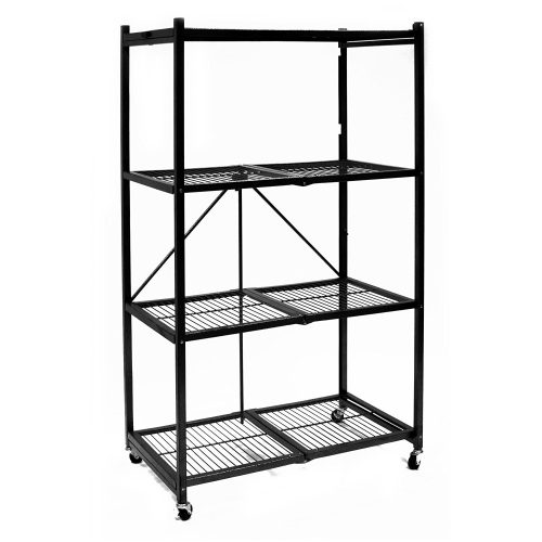 Origami R5-01W General Purpose 4-Shelf Steel Collapsible Storage Rack with Wheels, Large - collapsible storage rack