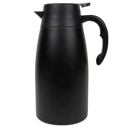 Thermal Carafe - Large Stainless Steel Coffee thermos with insulated vacuum for hot and cold brew - Black pitcher with lid and easy non-drip press to serve - good for travel - 2L/68oz - Oku+Char - Thermal Carafes
