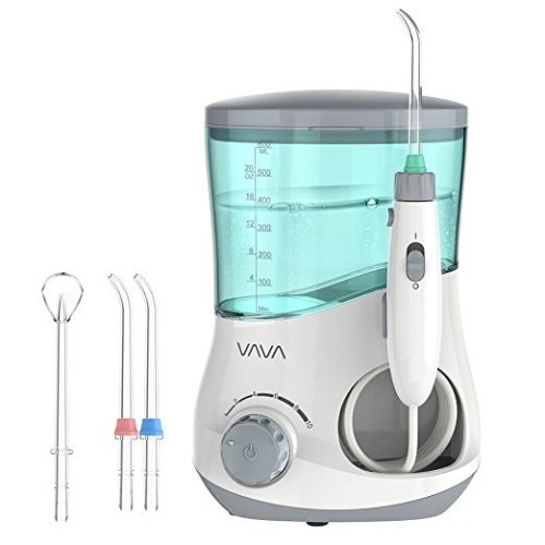 VAVA Water Dental Flosser for Whole Family, Leak-Proof Electric Dental Floss, 600ml Counter Top Oral Irrigator(3 x Interchangeable Jet Tips & 1 x Tongue Scraper, IPX6 Splash proof, FDA Approved - Oral Irrigators 