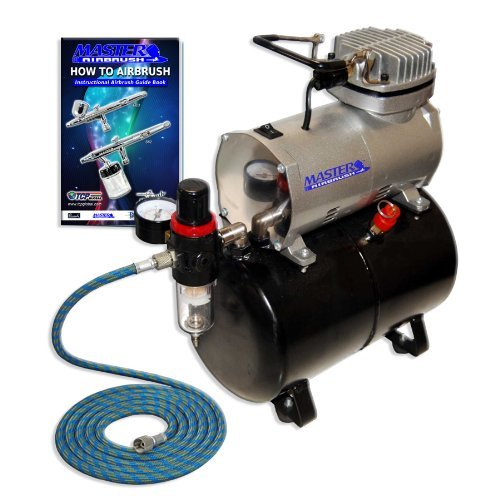 NEW Quiet 1/6 hp MASTER AIRBRUSH TANK COMPRESSOR-(FREE) AIR HOSE and Now a (FREE) How to Airbrush Training Book to Get You Started, Published Exclusively By TCP Global-Airbrush Kits