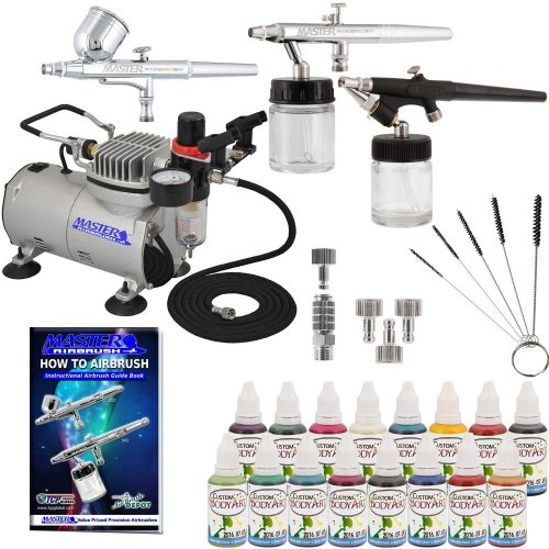 Master Airbrush ABD KIT-WBFP- 16-20 Art Professional Airbrush Face and Body Art Paint Airbrushing System Kit with Standard Compressor (09 Items)