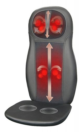 Zyllion ZMA14 Shiatsu Neck & Back Massager Cushion with Soothing Heat Function and 3 Massage Styles Rolling, Spot, and Kneading (Black) One Year Warranty