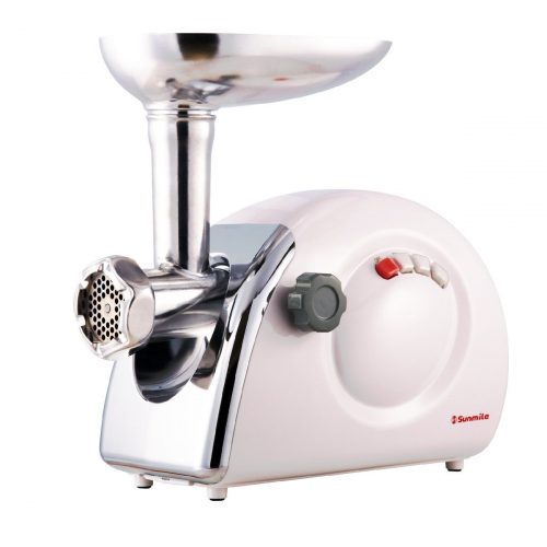 Sunmile SM-G70 ETL Electric Meat Grinder 1000 Watts Max -3 Stainless Steel Grinding Plate and 1 Cutting Blade 3 Sausage Stuffer Maker (White)