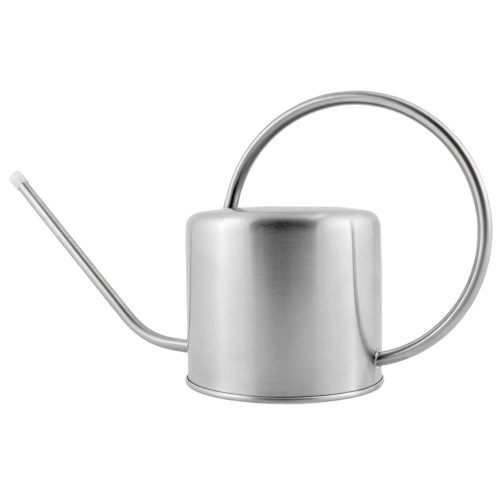 Deluxe Brushed Stainless Steel Watering Can 1.3 Quart / 44oz Capacity, Long Spout & Elegant Curved Handle