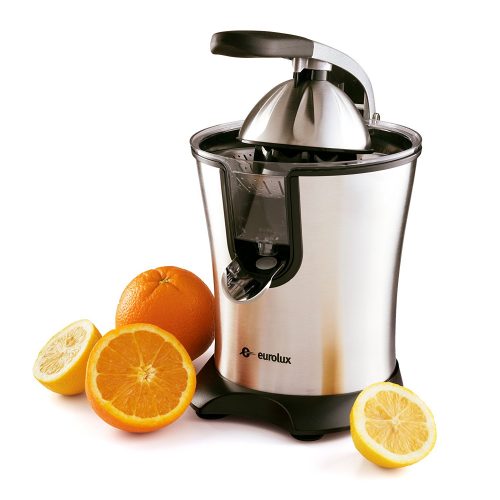 Eurolux Electric Citrus Juicer Stainless Steel 160 Watts of Power Soft Grip Handle and Cone Lid for Easy Use