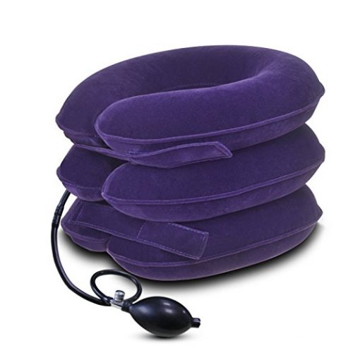 Banglijian Cervical Neck Traction Collar Device Inflatable Pillow Effective and Instant Relief for Chronic Neck and Shoulder Pain with Adjustable Size (Purple)