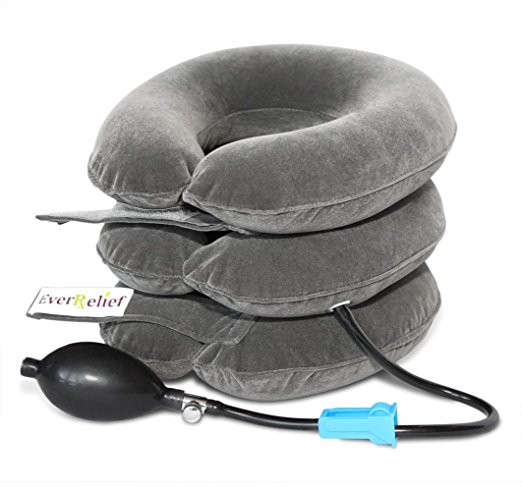 EverRelief® Cervical Neck Traction Device FDA Registered ✮ Inflatable & Adjustable Neck Stretcher Collar for Home Traction Spine Alignment