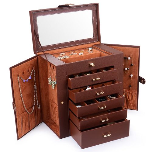 Kendal Huge Leather Jewelry Box/ Case/ Storage LJC-SHD5 (Brown)