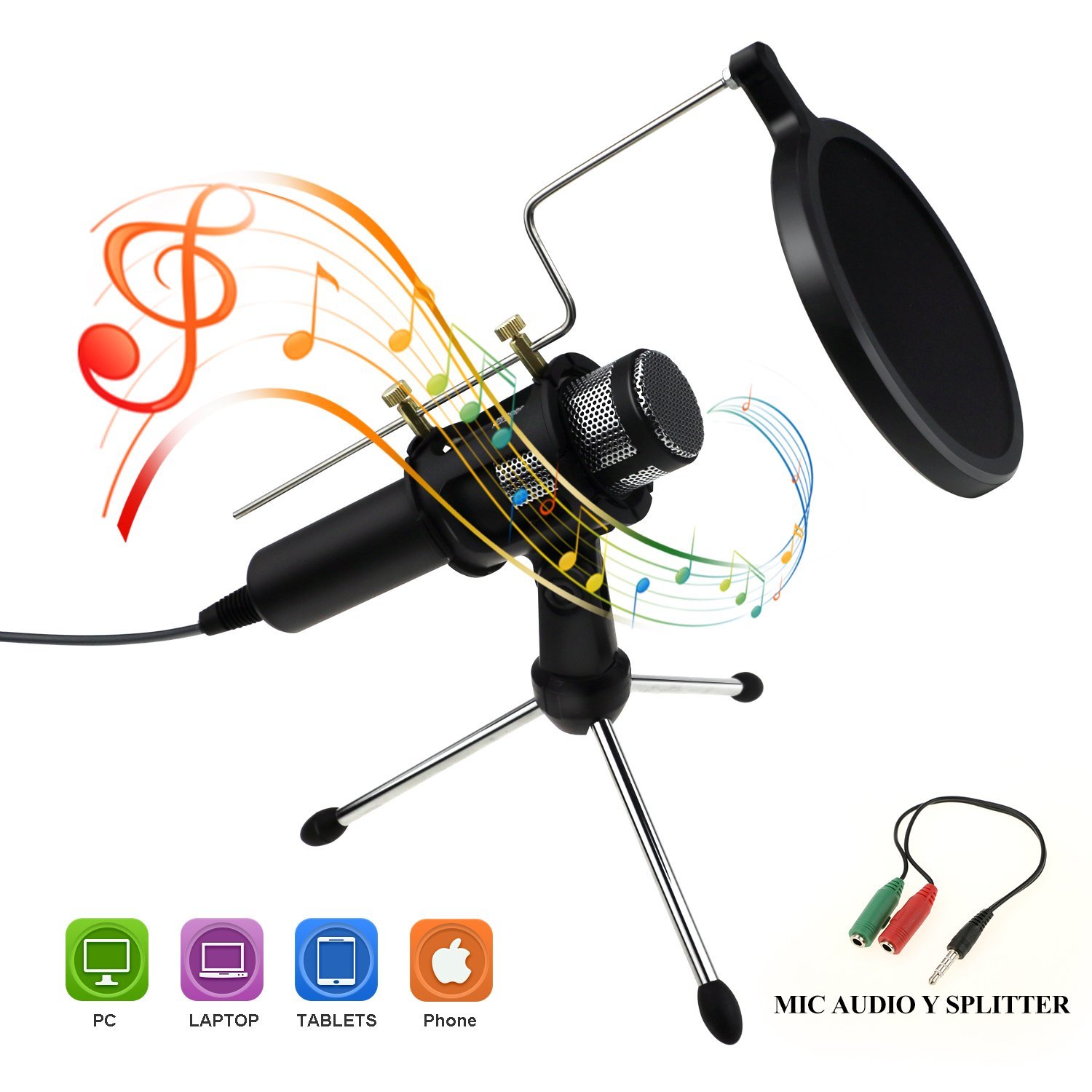 Philonext Condenser Microphone, Portable Mini Condenser Microphone - external iphone microphone