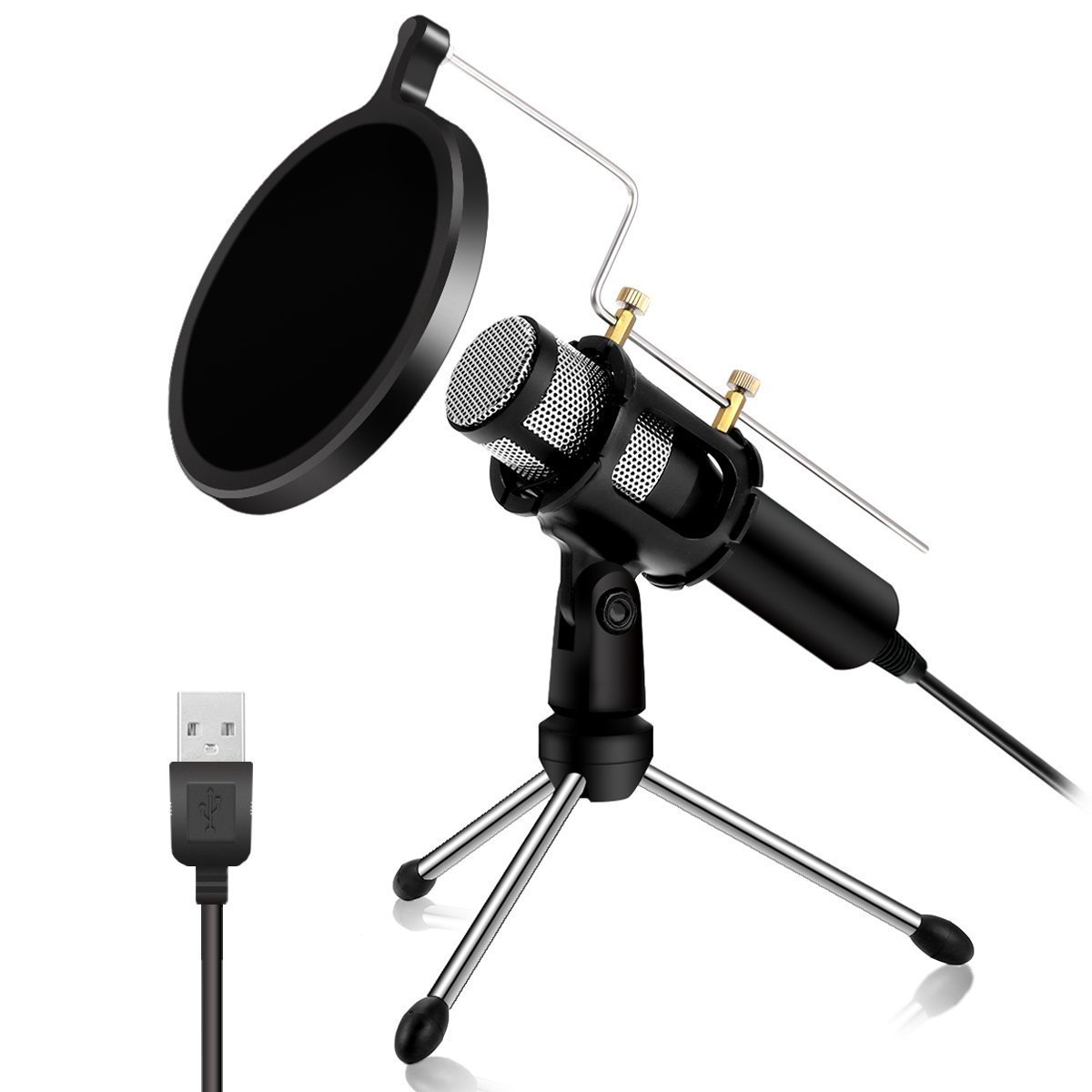 Professional Condenser Microphone [Nasum USB Plug and Play Home Studio] for Windows/Mac - Professional Studio Microphone