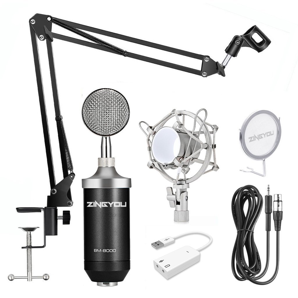 ZINGYOU BM-800 Professional Studio Condenser Microphone Set-Black