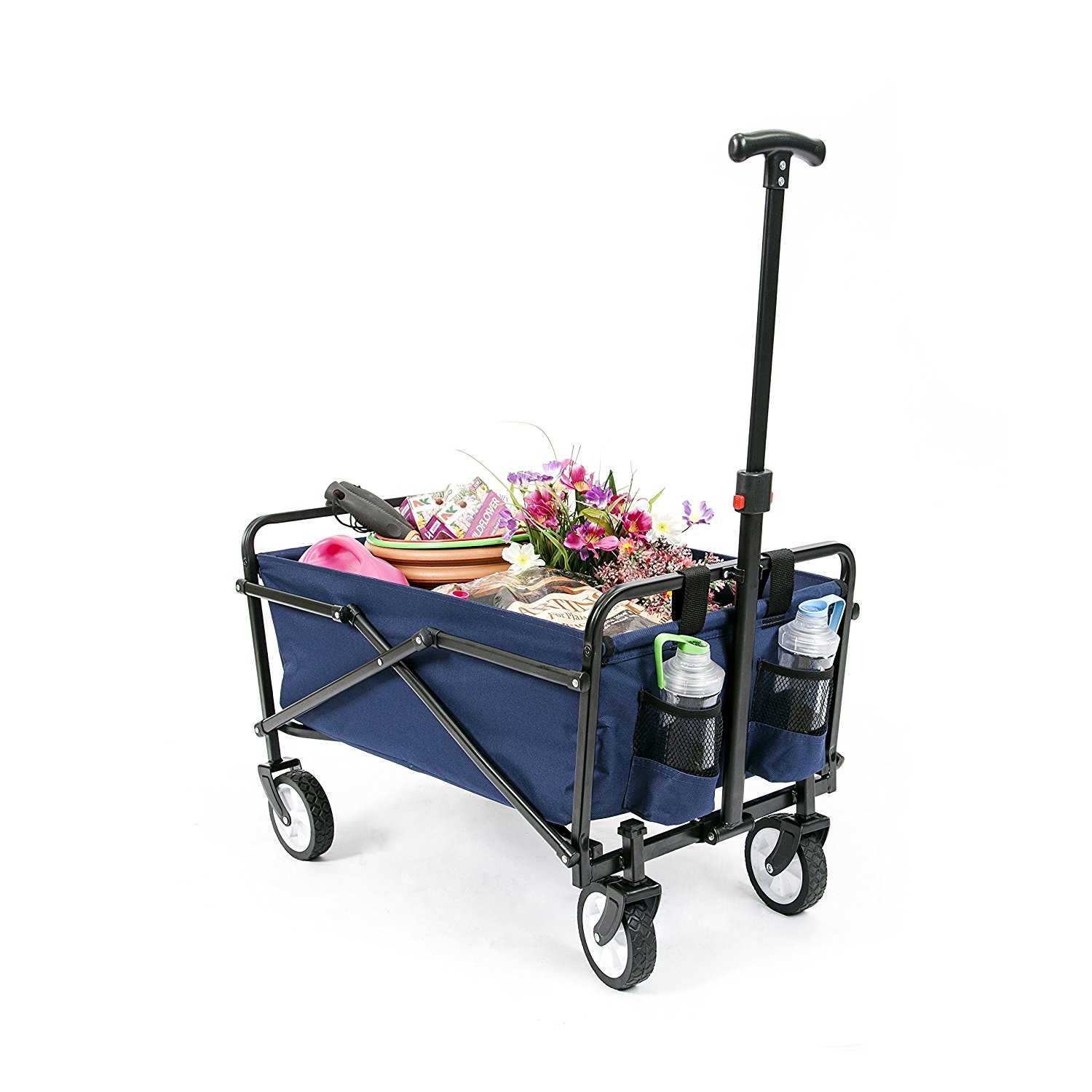 YSC Wagon Garden Folding Utility shopping [Beach Red/Navy Blue] Cart