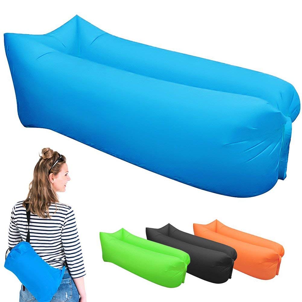 Inflatable Lounger Air Sofa Chair with U-shape neck pillow - Outdoor Hammock Portable Air Sofa Bag - Hangout Air Couch Sleeping Bag For Hiking, Camping, Picnics and Music Festivals