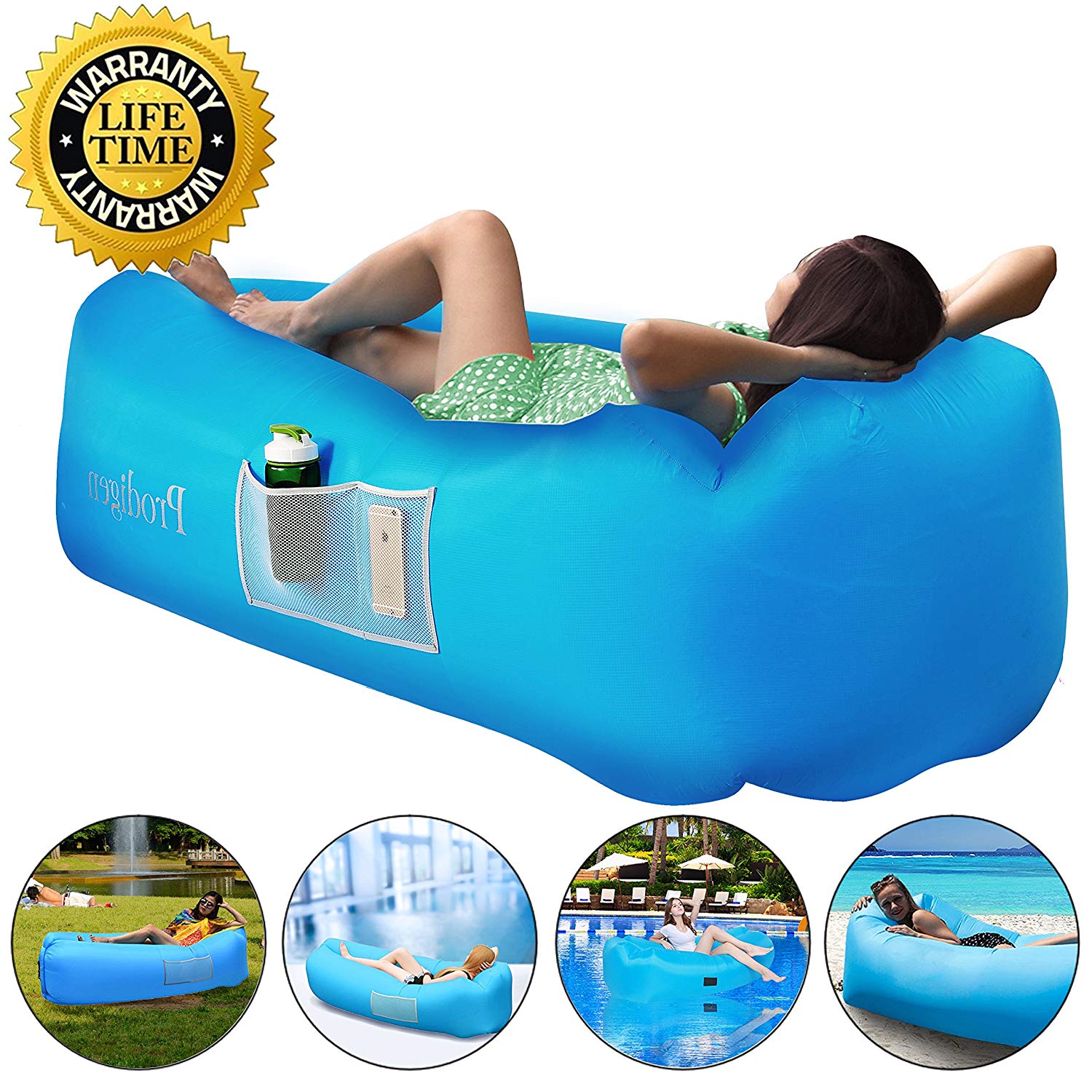 Prodigen Inflatable Lounger Chair, Air Sofa Inflatable Couch Outdoor Anti-Air Leaking Waterproof Portable Inflatable Hammock Air Couch for Pool, Floor, Camping, Beach