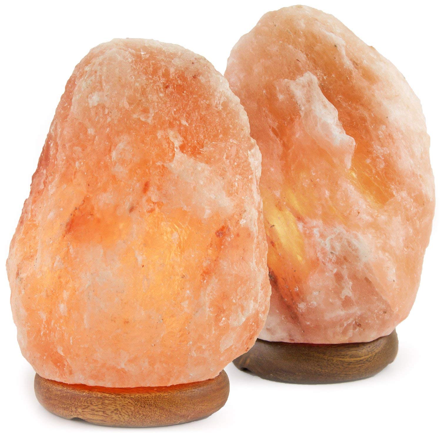 Crystal Allies Gallery CA SLS-S-2pc Crystal Allies: Set of 2 Natural 5-8 lbs Himalayan Salt Lamp with Dimmable Switch and 6' UL-Listed Cord, 4" x 4" x 6"