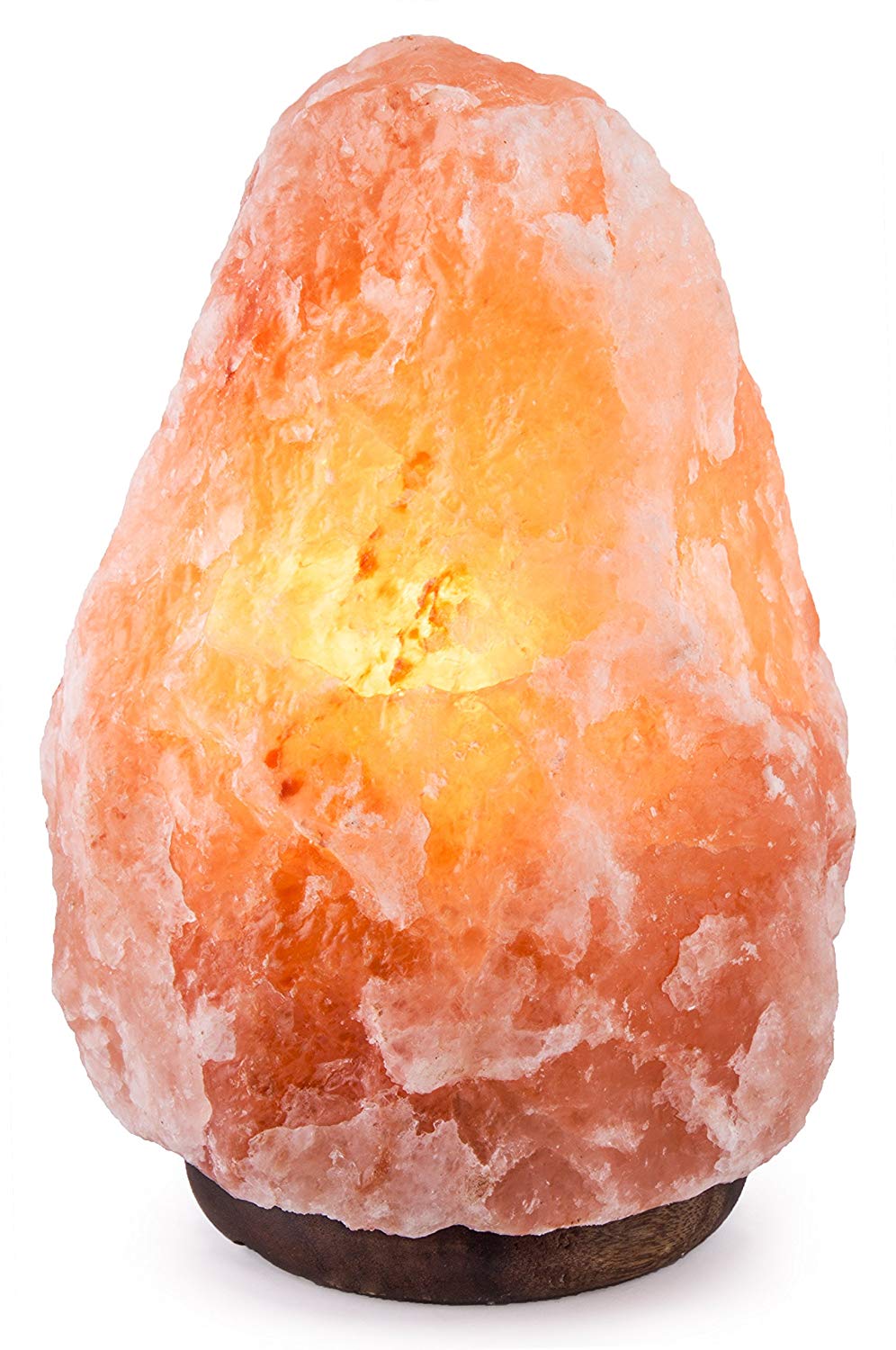CRYSTAL DECOR 7” to 8”, 6-8 lbs Dimmable Hand Crafted Natural Himalayan Salt Lamp On Wooden Base