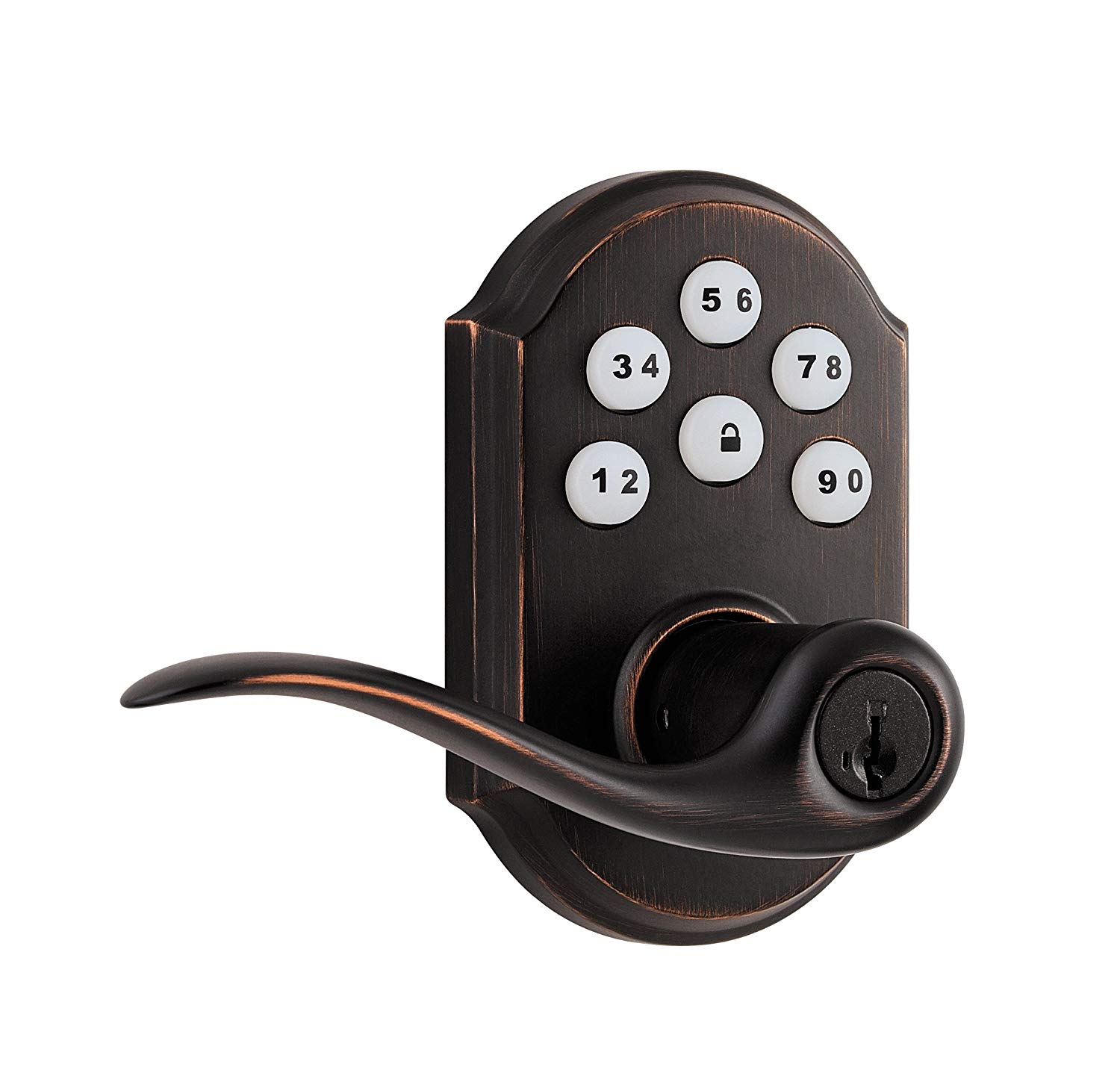 Kwikset 99110-009 SmartCode Electronic Lock with Tustin Lever Featuring SmartKey, Venetian Bronze - Electric Door Locks