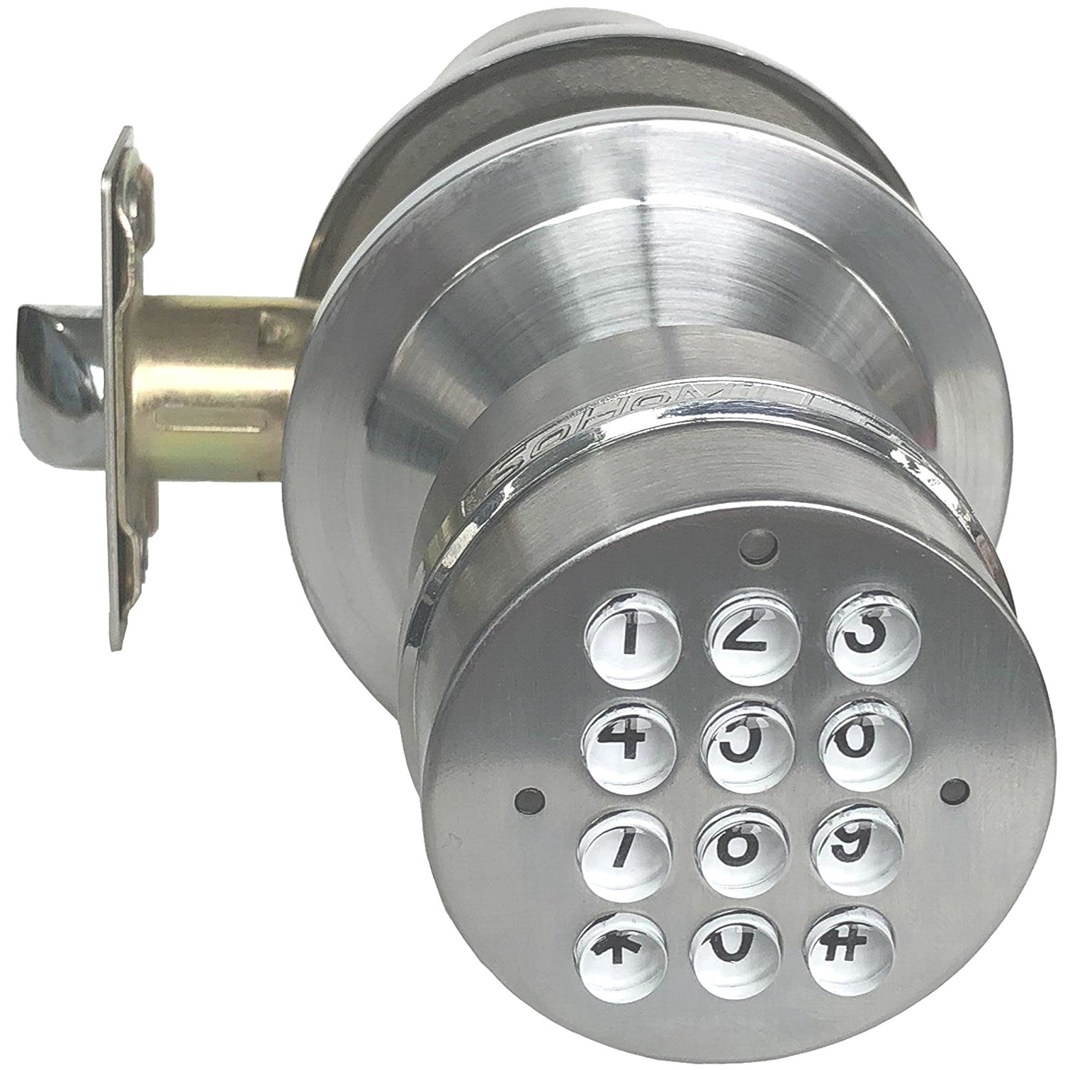 SoHoMiLL Digital Door Knob (Spring Latch LOCK; Not Smartphone Connected; Not Deadbolt), Satin Nickel