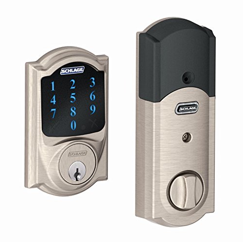 Schlage Z-Wave Connect Camelot Touchscreen Deadbolt with Built-In Alarm, Satin Nickel, BE469 CAM 619, Works with Alexa via SmartThings, Wink or Iris