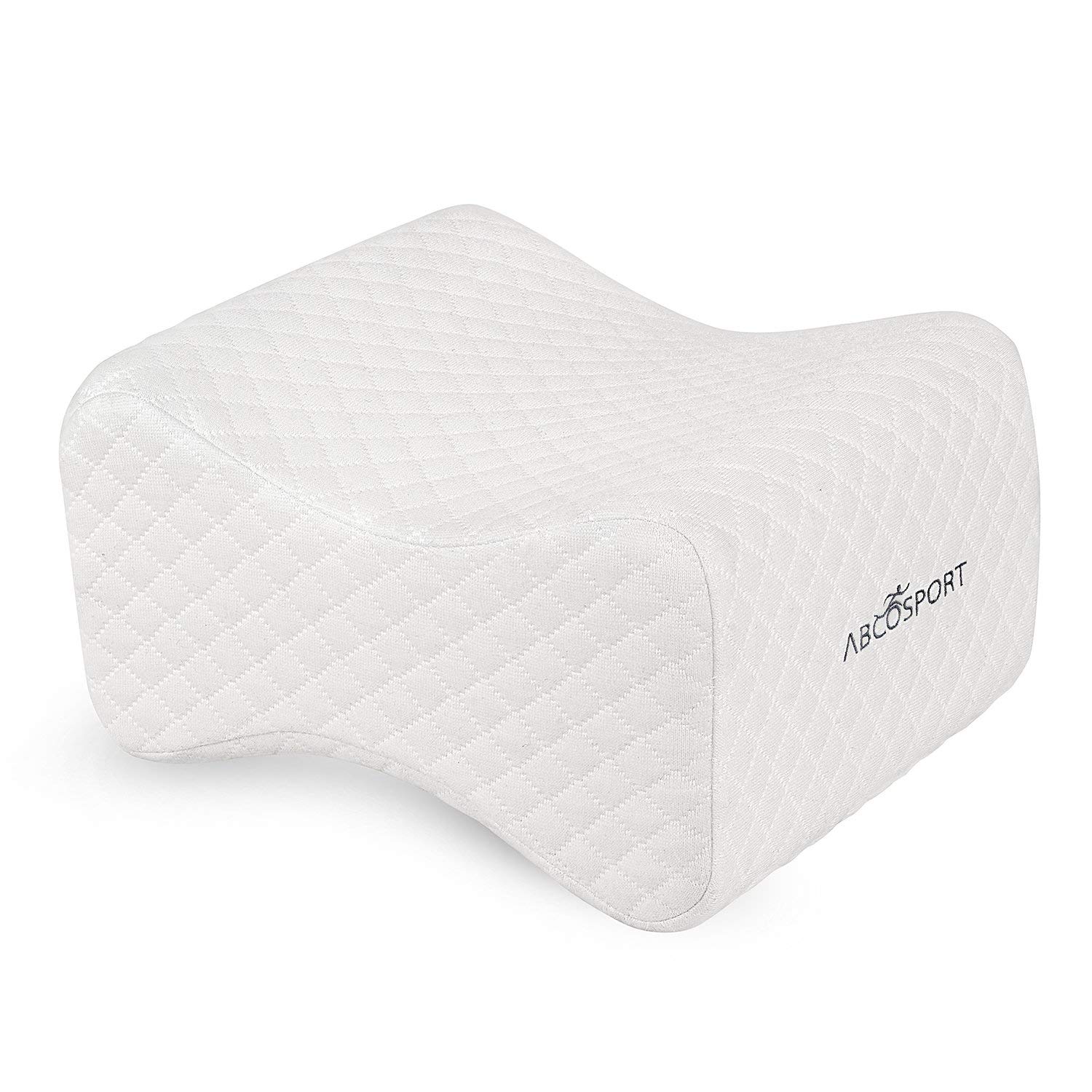Knee pillow – ideal choice for hip, back, leg, knee pain, side sleepers, pregnancy & right spine alignment – premium comfortable memory foam wedge contour w washable cover & storage bag (white)