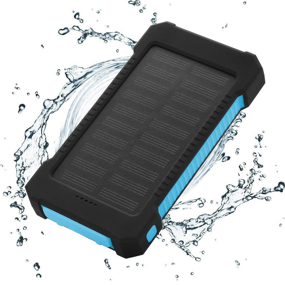 Solar Charger Power Bank 10,000mAh - FLOUREON Portable Phone Solar Charger Dual USB 1.0A/2.1A Max IP67 Waterproof LED SOS Flashlight External Battery for iPhone, iPad, Samsung Galaxy and Android Phone