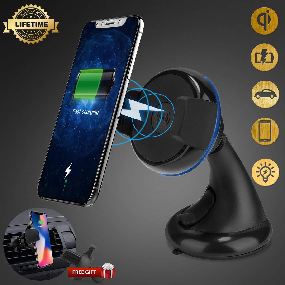 Wireless Car Charger, iFunTec Car Mount