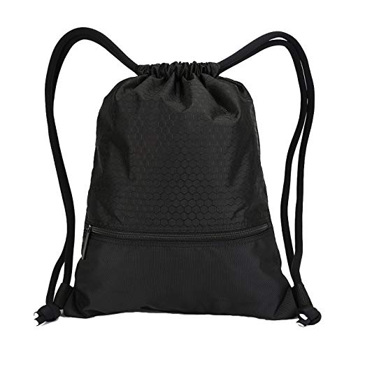 Double sturdy drawstring bag with pockets waterproof sports large backpack