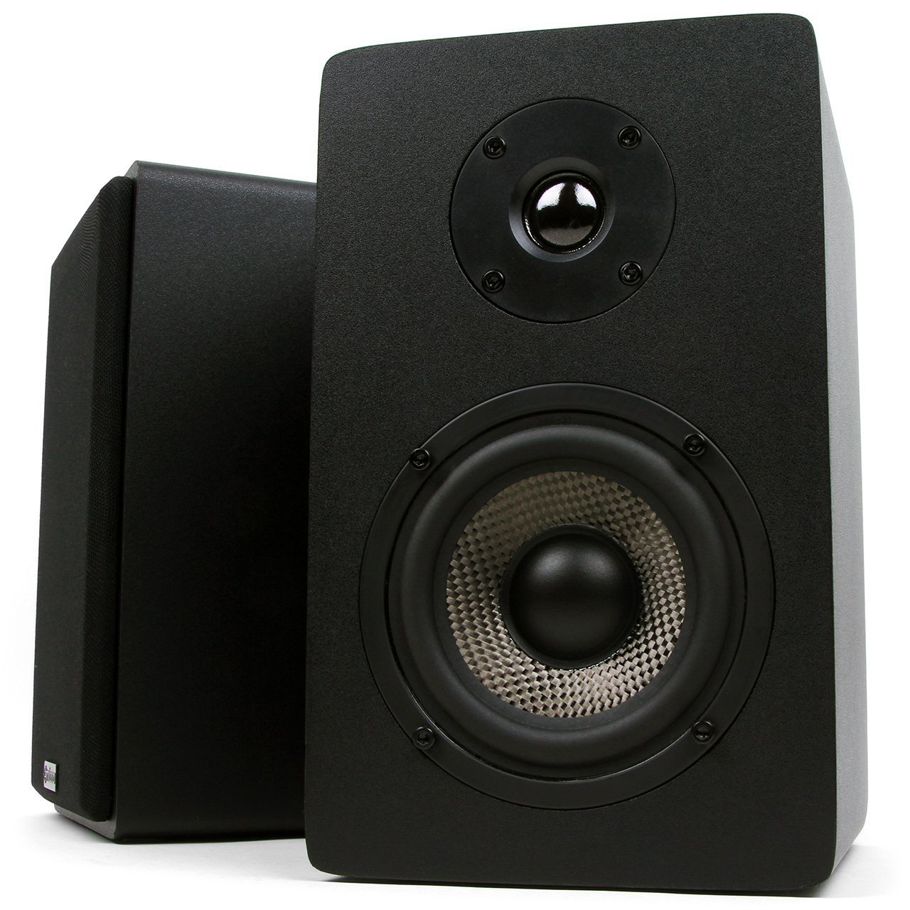 Micca MB42X Bookshelf Speakers With 4-Inch Carbon Fiber Woofer and Silk Dome Tweeter (Black, Pair)