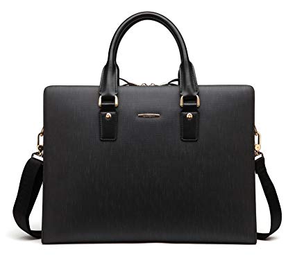 BOSTANTEN Leather Lawyers Briefcase Shoulder Laptop Business Slim Bags for Men &amp; Women