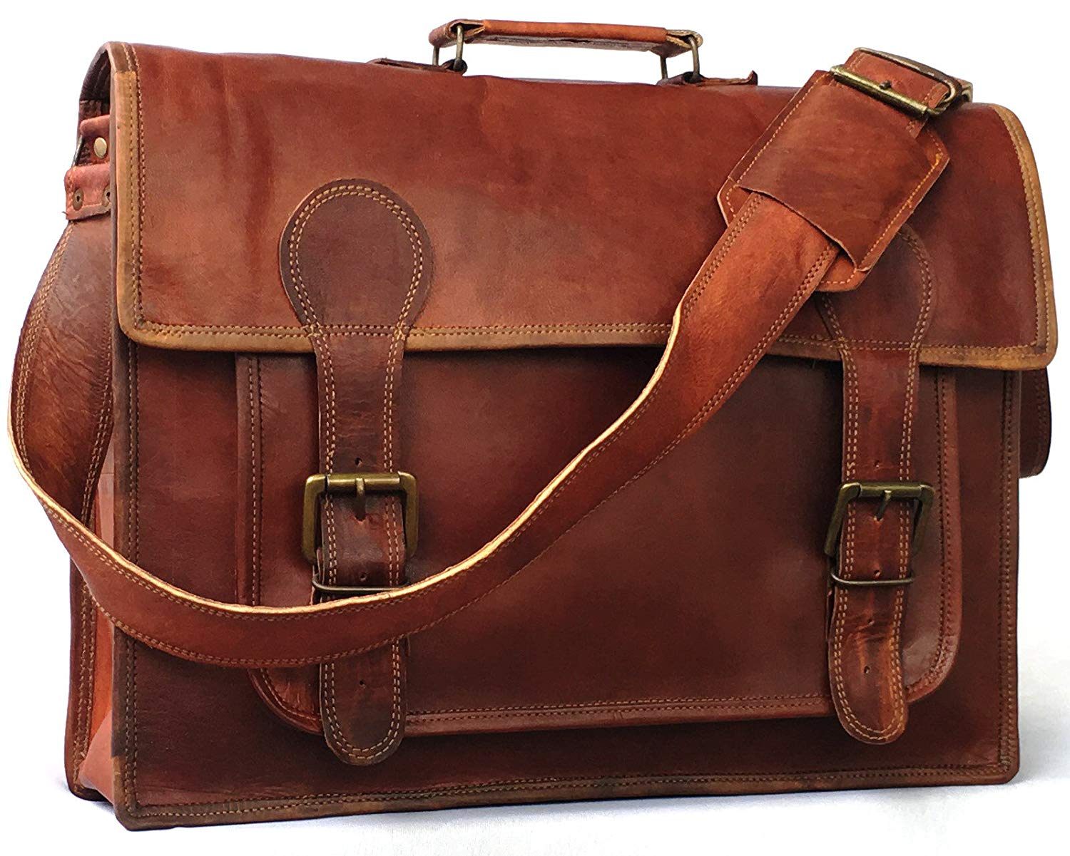 Vintage couture 18 Inch leather laptop messenger genuine business bag