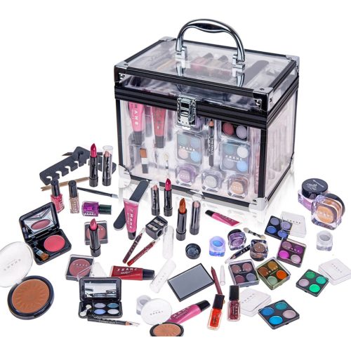  SHANY Carry All Trunk Professional Makeup Kit - Eyeshadow,Pedicure,manicure With Black Trim Clear Case